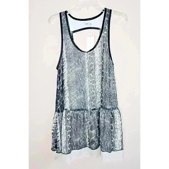 Tobi TURN IT LOOSE DRESS IN CREAM & BLACK snakeskin print sz small - Picture 2 of 12